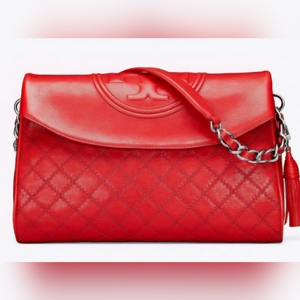 TORY BURCH Hobo Foldover Shoulder Bag In Red